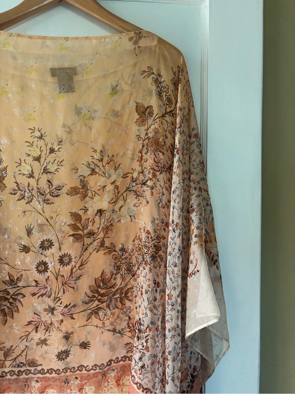 Etro Peach Floral Sheer Tunic with Metallic Accents - Picture 2 of 6